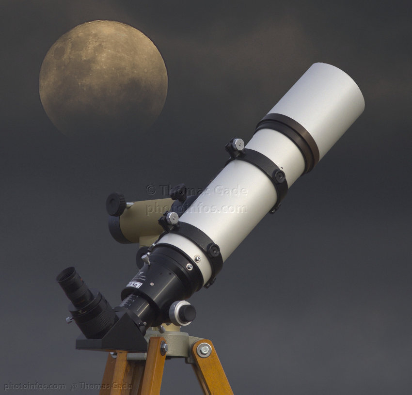 Teleskop. Skywatcher ED80 Refraktor
28. 1. 2015. Teleskop. Skywatcher ED80 Refraktor auf einer azimutalen Montierung AYO und Vixen Holzstativ. Mit Zenitprisma und Okular
Schlüsselwörter: 2015;Astronomie;AYO;Azimutale Montierung;ED80;Mond;Refraktor;Skywatcher;Teleskop